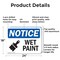 Signmission Wet Paint, 24 in W x Rectangle, Aluminum OS-2PACK-NS-A-1824-L-19035 - alternate 8